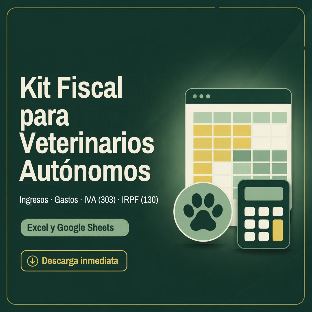 Kit Fiscal para Veterinarios Autónomos: plantilla de Excel con ingresos, gastos, IVA (303) e IRPF (130)